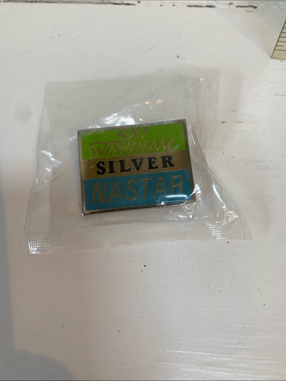 Vintage Ski Windham Nastar Silver Ski Pin - Green & Blue